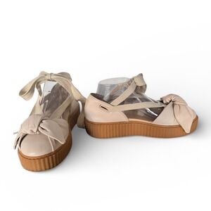 Puma Fenty Rihanna BowCreeper Sandal Marshmallow Beige Leather Platform Size 8.5